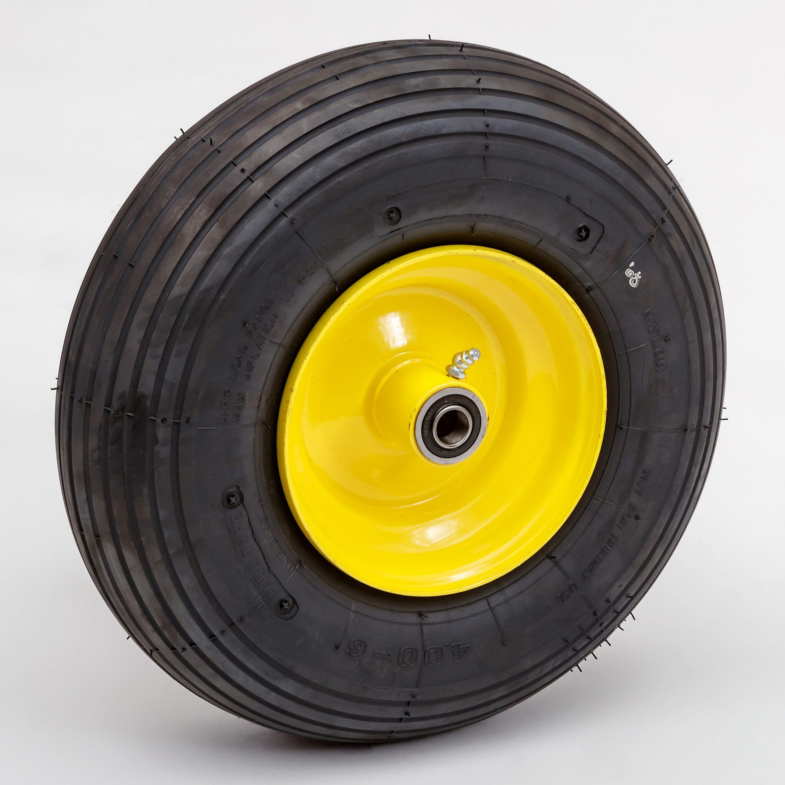 AXLE SET 14" RED SPOKED PUNCTURE PROOF Wheelbarrow Wheel Tyre 3.50/4.00-8 